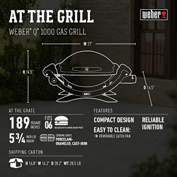 Weber Q1000 Liquid Propane Grill, Compact and Versatile
