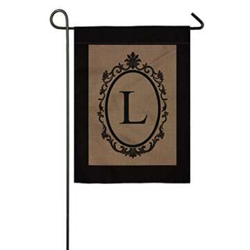 pingpi Monogram L Burlap Double Sided Garden Flag - Perfect for Any Season - 12.5x18 Inch