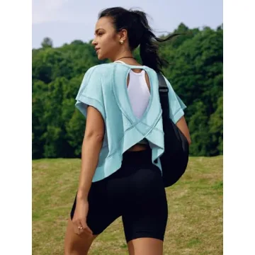 SENSERISE Women's Open Back Workout Top - Stylish Gym Yoga Tee