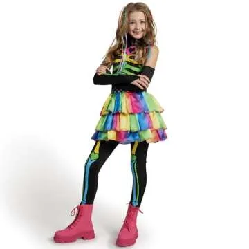 Spooktacular Funky Punky Bones Skeleton Costume for Girls 8-10