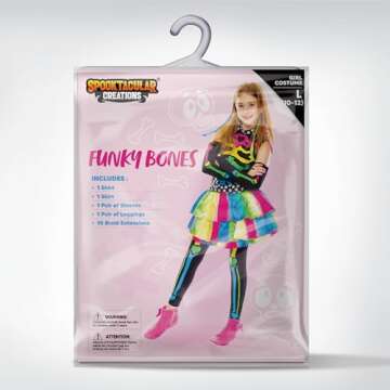 Spooktacular Funky Punky Bones Skeleton Costume for Girls 8-10