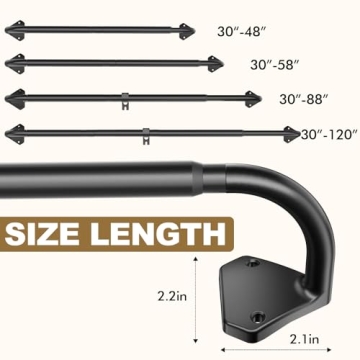 GXOACKJ Adjustable Black Curtain Rods for Any Window
