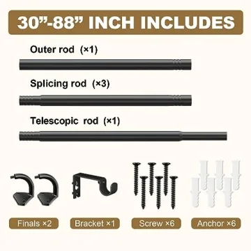 GXOACKJ Adjustable Black Curtain Rods for Any Window