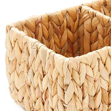 Americanflat Natural Rectangular Woven Water Hyacinth Storage Basket - Hand-Woven - Toilet Topper Baskets - Home Organizer Basket - Water Hyacinth Material - Use on Bathroom Vanity, Countertop