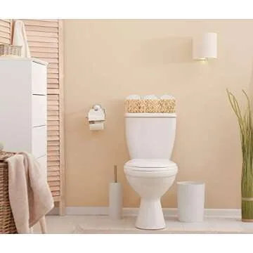 Americanflat Natural Rectangular Woven Water Hyacinth Storage Basket - Hand-Woven - Toilet Topper Baskets - Home Organizer Basket - Water Hyacinth Material - Use on Bathroom Vanity, Countertop