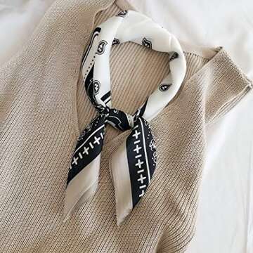 FONYVE Silk Scarfs for Women Lightweight, Fashion Head Scarf, Satin Hair Wrap for Sleeping 27.5 × 27.5 inches