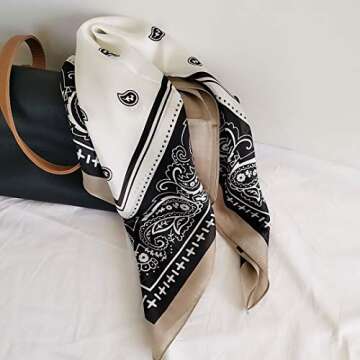 FONYVE Silk Scarfs for Women Lightweight, Fashion Head Scarf, Satin Hair Wrap for Sleeping 27.5 × 27.5 inches