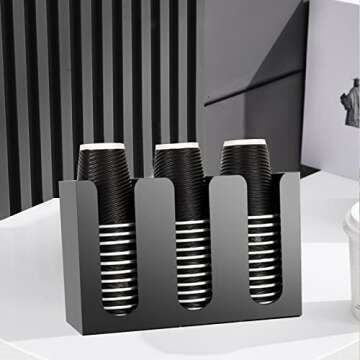 Tirifer Disposable Paper Cup Dispenser, Acrylic Coffee Cup and Lid Storage Organizer Holder, Coffee ...