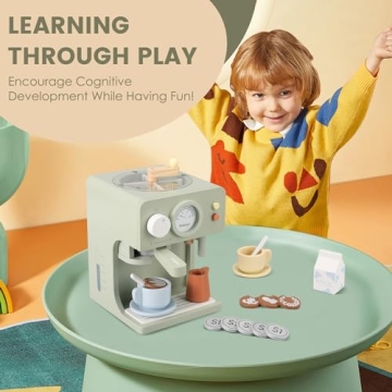 Pithfor Kids Wooden Coffee Maker Toy for Creative Play