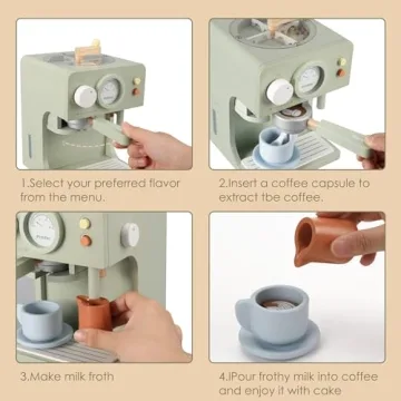 Pithfor Kids Wooden Coffee Maker Toy for Creative Play