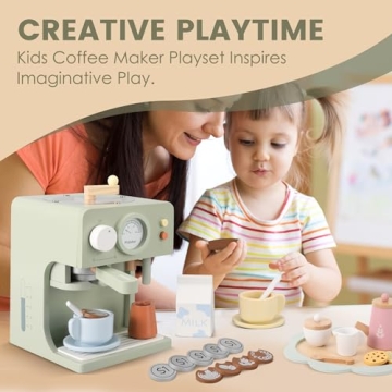 Pithfor Kids Wooden Coffee Maker Toy for Creative Play
