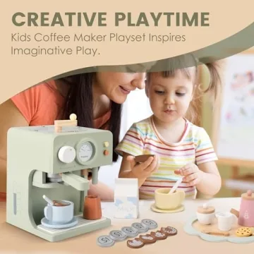Pithfor Kids Wooden Coffee Maker Toy for Creative Play