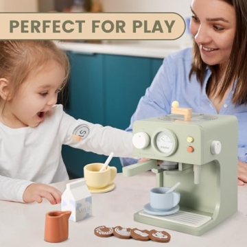 Pithfor Kids Wooden Coffee Maker Toy for Creative Play