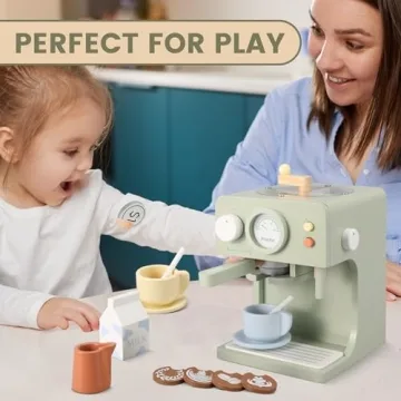 Pithfor Kids Wooden Coffee Maker Toy for Creative Play