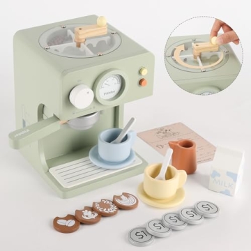 Pithfor Kids Wooden Coffee Maker Toy for Creative Play
