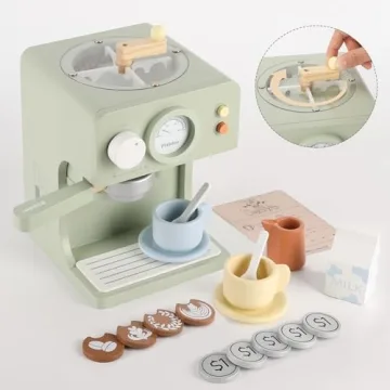 Pithfor Kids Wooden Coffee Maker Toy for Creative Play