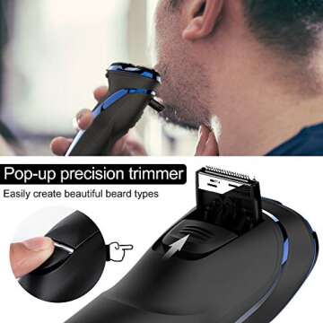 Hatteker Electric Shaver Rotary Razor for Men Cordless Beard Trimmer with Pop-up Trimmer Rechargeable