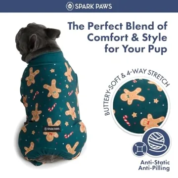 Spark Paws Cozy Christmas Pajama for Dogs - Gingerbread