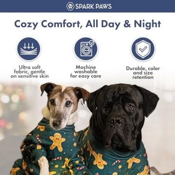 Spark Paws Cozy Christmas Pajama for Dogs - Gingerbread