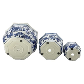 Galt International Blue & White Floral Ceramic Planter Set