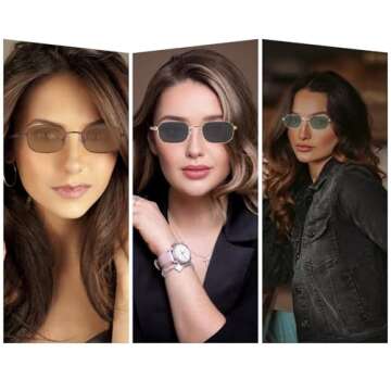 DQbhzh Polarized Small Rectangle Sunglasses for Women Men Fashion Trendy Vintage Retro Rectangular C...