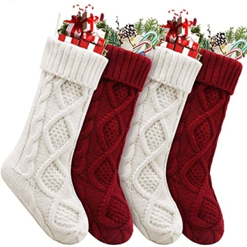 HEYHOUSE Christmas Stockings - 4 Pack Knitted Holiday Decor