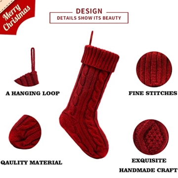 HEYHOUSE Christmas Stockings - 4 Pack Knitted Holiday Decor