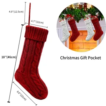 HEYHOUSE Christmas Stockings - 4 Pack Knitted Holiday Decor