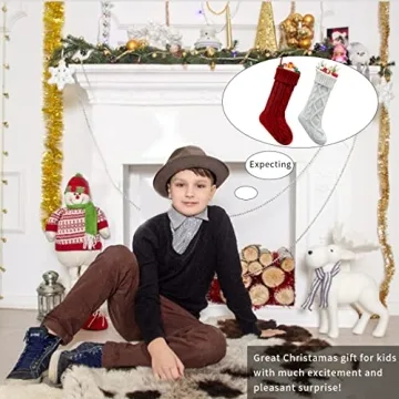 HEYHOUSE Christmas Stockings - 4 Pack Knitted Holiday Decor