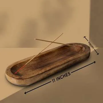 raajsee Wooden Brown Incense Holder -Incense Burner Holder –Ash Catcher - Incense Stick Holder - Meditation & Yoga - Great Gift for Any Occasion Size 11x4 inch