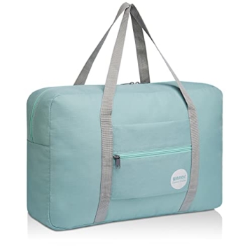 WANDF Foldable Travel Duffel Bag Luggage Sports Gym Water Resistant Nylon (Mint Green)
