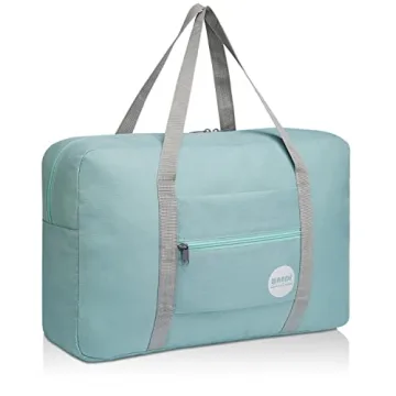 WANDF Foldable Travel Duffel Bag Luggage Sports Gym Water Resistant Nylon (Mint Green)