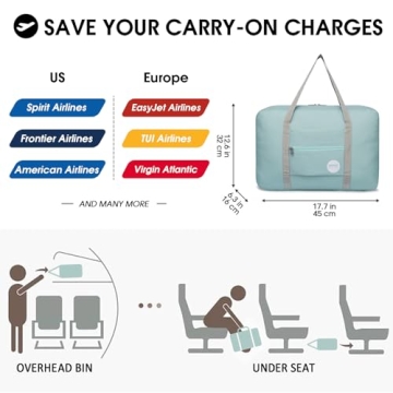 WANDF Foldable Travel Duffel Bag Lightweight Water-Resistant