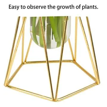 LUZOGA Gold Geometric Glass Flower Vase – Perfect Home Decor