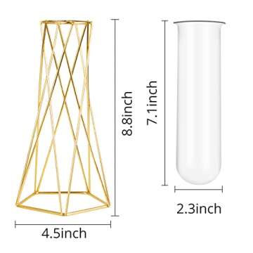 LUZOGA Gold Geometric Glass Flower Vase – Perfect Home Decor