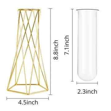 LUZOGA Gold Geometric Glass Flower Vase – Perfect Home Decor