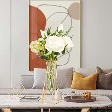 LUZOGA Gold Geometric Glass Flower Vase – Perfect Home Decor