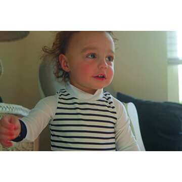 Baby Swimsuit Boy One Piece Rashguard with Hat UPF 50+ Sun Protection ，Blue Stripes,9-12 Months