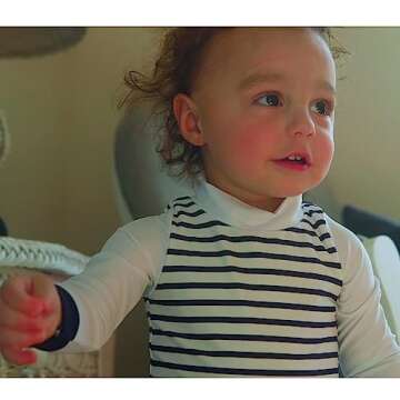 Baby Swimsuit Boy One Piece Rashguard with Hat UPF 50+ Sun Protection ，Blue Stripes,9-12 Months