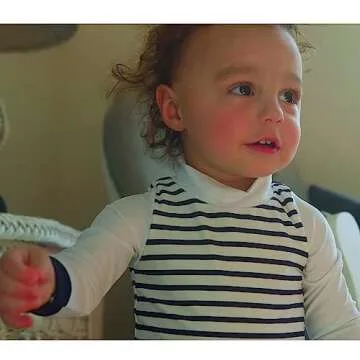 Baby Swimsuit Boy One Piece Rashguard with Hat UPF 50+ Sun Protection ，Blue Stripes,9-12 Months