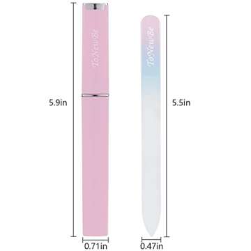 Crystal Nail File - Pink & Green Etched Glass Elegance