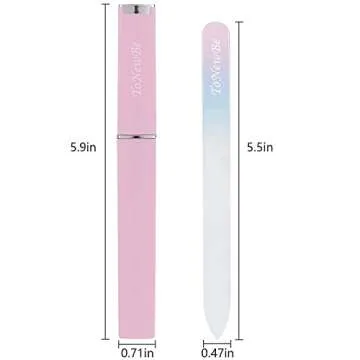 Crystal Nail File - Pink & Green Etched Glass Elegance