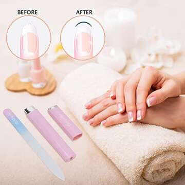 Crystal Nail File - Pink & Green Etched Glass Elegance