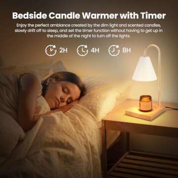 Erumpere Candle Warmer Lamp, Dimmable Candle Warmer Lamp for Jar Candles, White Candle Warmer Lamp w...