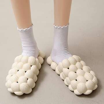 FTYUNWE bubble slippers Funny Bag Shoes Creative Fruit Word Drag Fashion Trend Home Shell Beach Slippers,White-42, 8-8.5