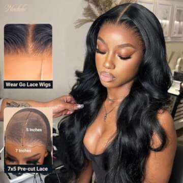 Nadula Bye Bye Knots Wig Body Wave 7x5 Invisible Knots HD Lace Front Put on and Go Glueless Wigs Hum...