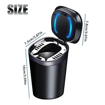 Smell Proof Car Ashtray with Lid and Blue LED Light
