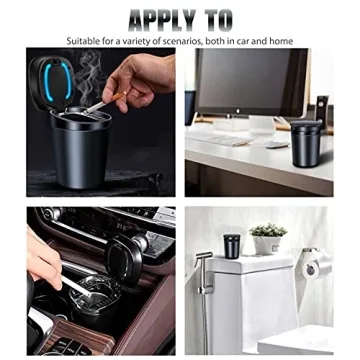 Smell Proof Car Ashtray with Lid and Blue LED Light