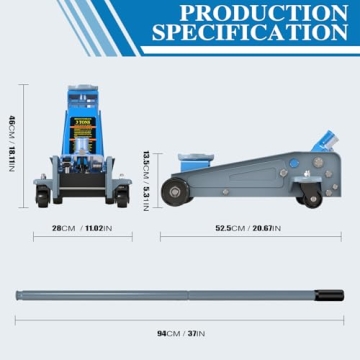 LARBANKE Floor Jack - 3 Ton Fast Lift Hydraulic Jack with Safety Features