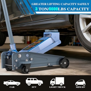 LARBANKE 3 Ton Floor Jack - Fast Lift Hydraulic Jack